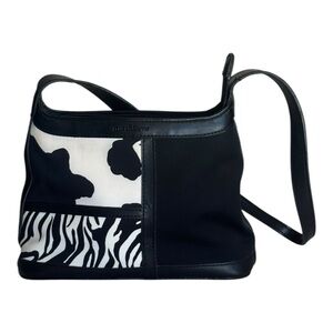 Vintage Y2K Liz Claiborne Animal Print Shoulder Bag – Cow & Zebra Patchwork